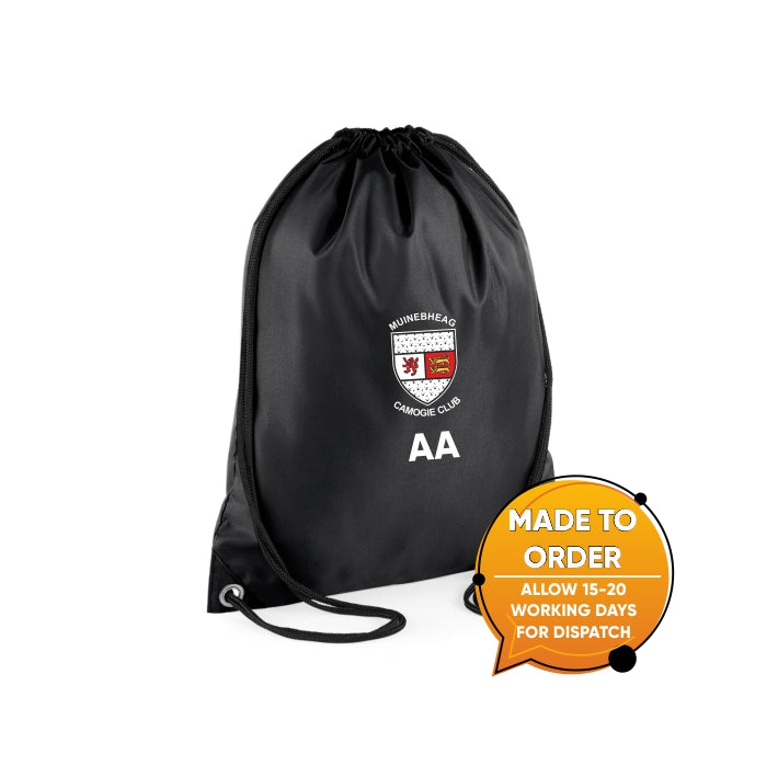 Muinebheag Camogie - Rapid Black Drawstring Bag