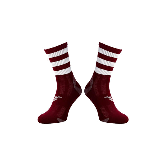 Midi Socks - Maroon/White
